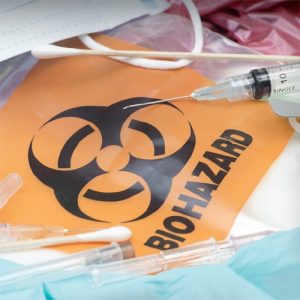 biohazard material needs to be properly destroyed and manifested. An WI DNR infectious waste report also needs to be filed if more than 50 pounds is in a month is shipped to a treatment facility