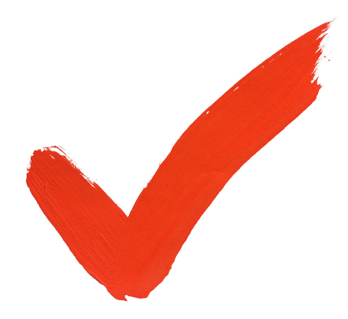 Red painted checkmark on white background