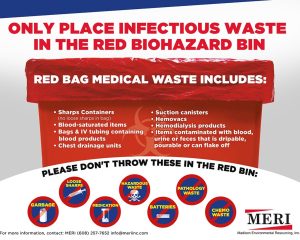 what to place in red biohazard bin