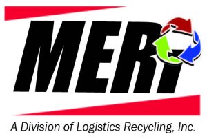 MERI logo with recycle symbol and A Division of Logistics Recycling Inc